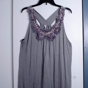 Studio Y Gray Beaded Top
